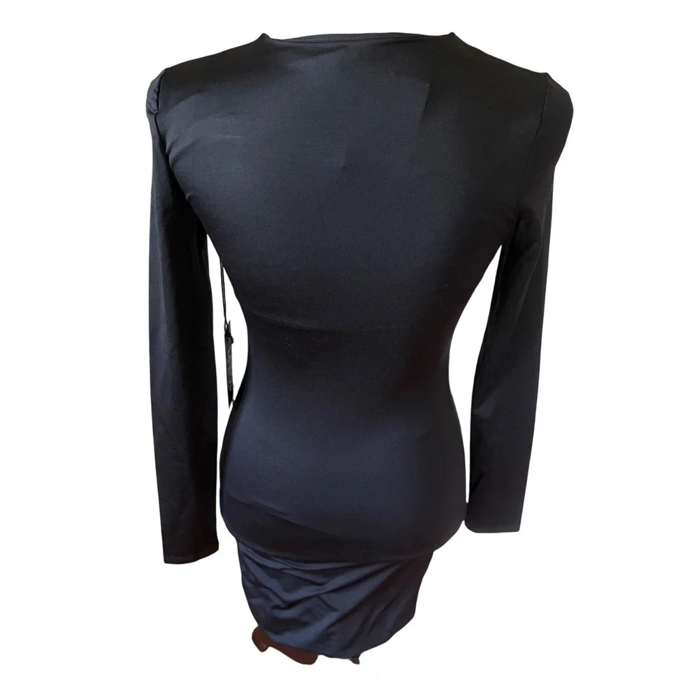 Black Long Sleeve Bodycon Mini Dress NWT Forever 21 Size Small Date Night Goth